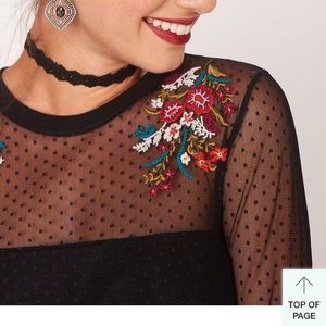Maurices embroidered mesh top